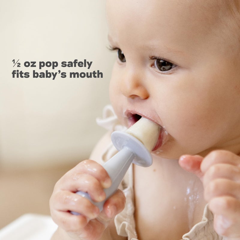 ezpz Tiny Pops (Pewter) - Popsicle Mold Set with Wands for Infants 4 Months + - Two Pack - Baby Essentials - Image 5