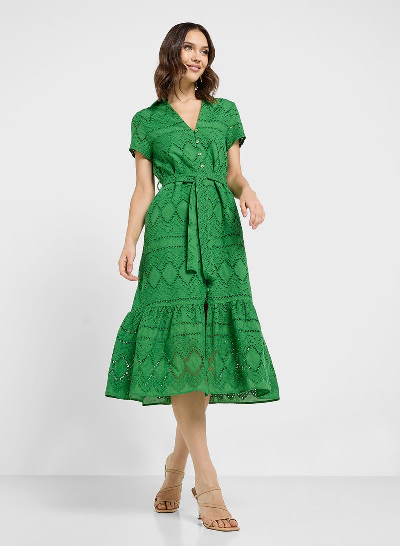 ELLA Schiffli Shirt Dress - Image 1
