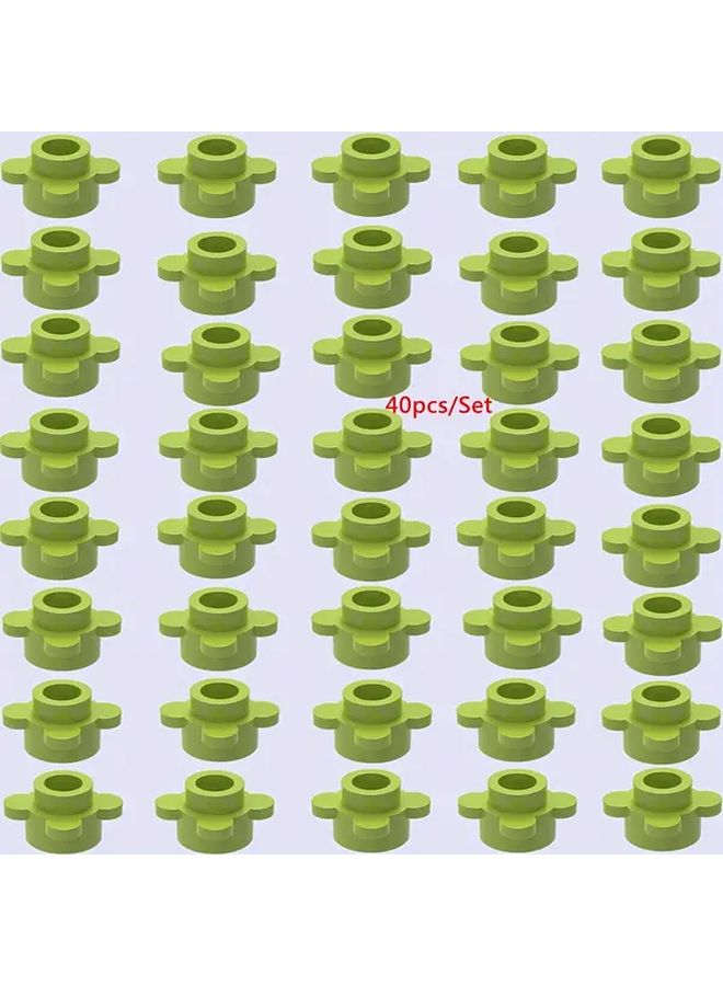 40 Pcs DIY Quatrefoil Flower Building Blocks Fruit Green Color Farm Garden Scene Christmas Gift - Image 1