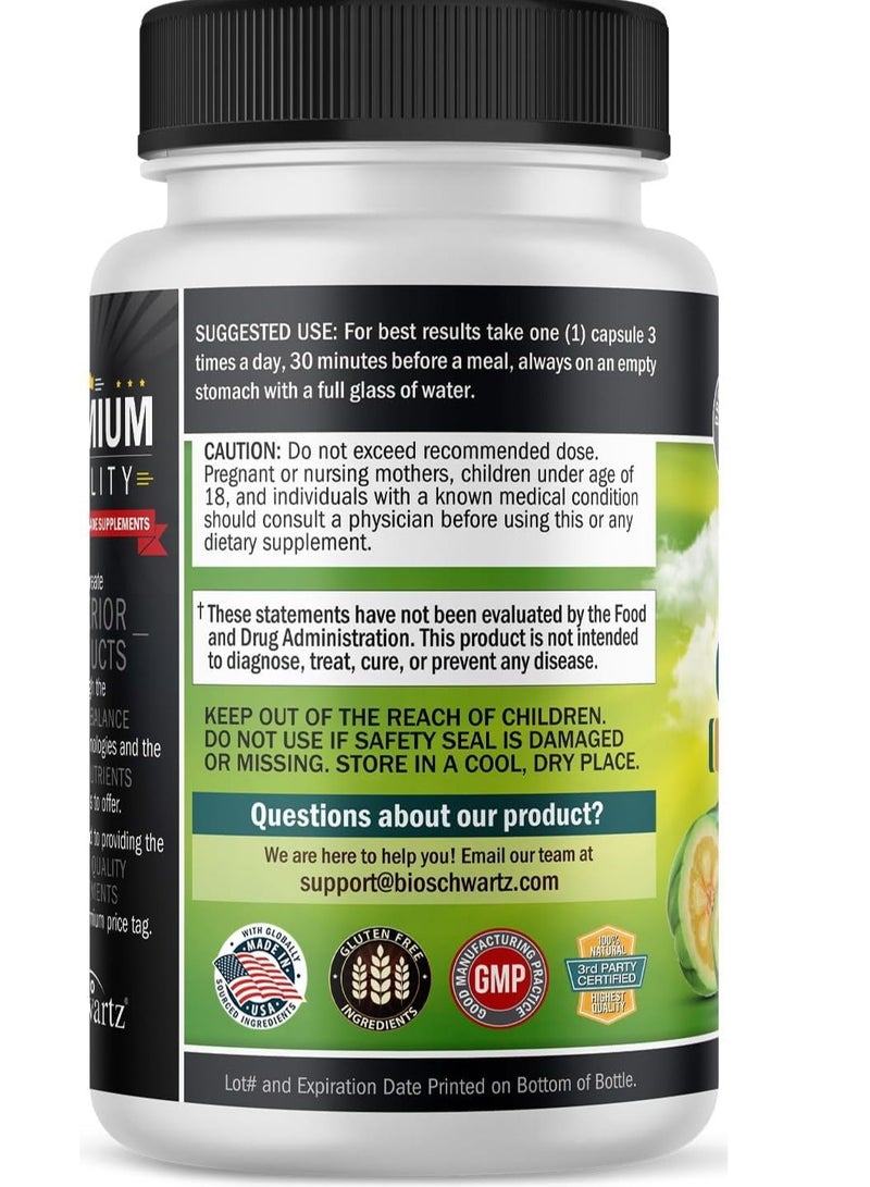 بيو شوارتز غارسينيا كامبوجيا، حارق الدهون للنساء والرجال، يساعد على إنقاص الوزن، 90 كبسولة، 30 حصة - Image 3