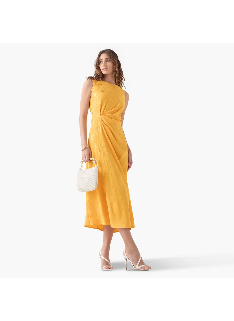 ايكونيك Textured Sleeveless Dress with Knot Detail