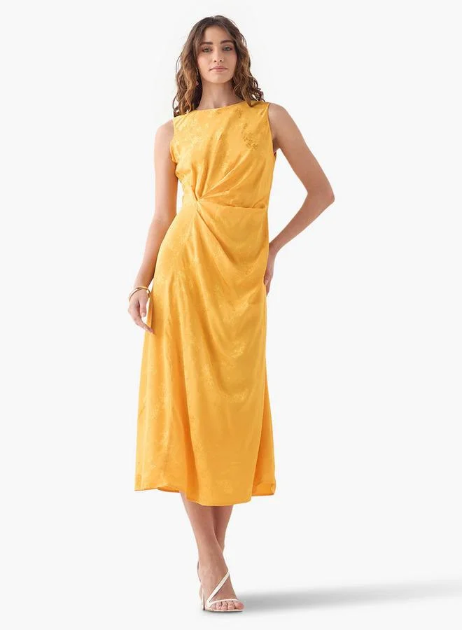 Iconic Textured Sleeveless Dress with Knot Detail