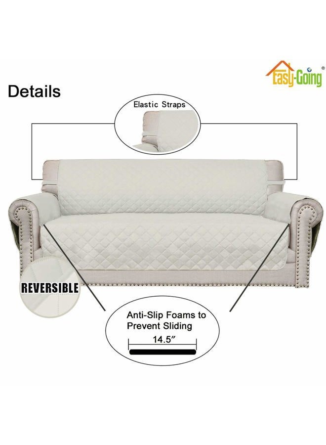 Easy-Going Sofa Slipcover Reversible Sofa Cover Water Resistant Couch Cover with Foam Sticks Elastic Straps Furniture Protector for Pets Kids Children Dog Cat (Sofa, Ivory/Ivory) - Image 3
