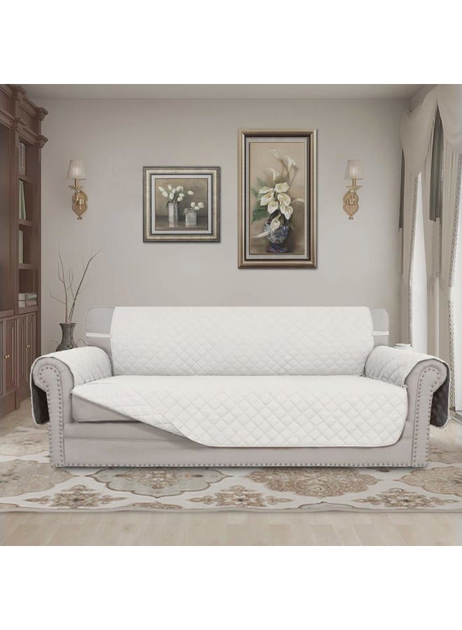 Easy-Going Sofa Slipcover Reversible Sofa Cover Water Resistant Couch Cover with Foam Sticks Elastic Straps Furniture Protector for Pets Kids Children Dog Cat (Sofa, Ivory/Ivory) - Image 2