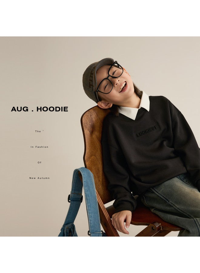Chenchen Mom [lucky Guide] Girls' Stylish Sweatshirt  New Children's Letter Loose Fit Parent-child Top 8567d - Image 1