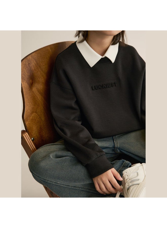 Chenchen Mom [lucky Guide] Girls' Stylish Sweatshirt  New Children's Letter Loose Fit Parent-child Top 8567d - Image 2