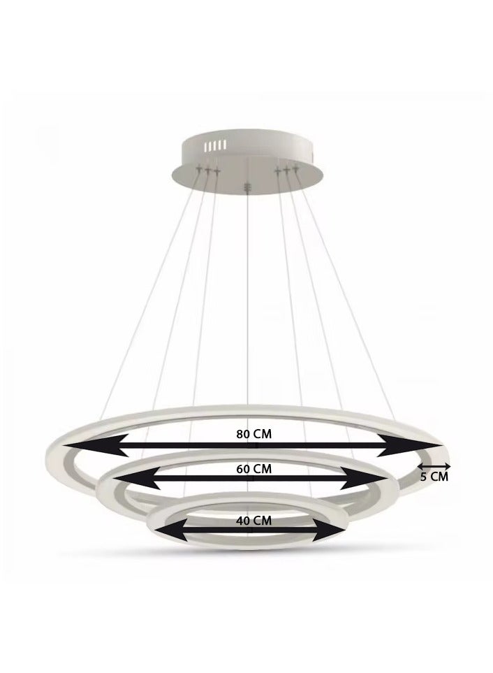 NERFA 🇺🇸 Modern 3-Color LED Chandelier – Sleek White Frame Design - Image 1