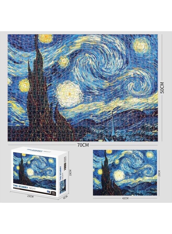 Jigsaw puzzle 1000 pieces of difficult oil painting Van Gogh starry sky landscape adult puzzle paper puzzle toy - Image 4
