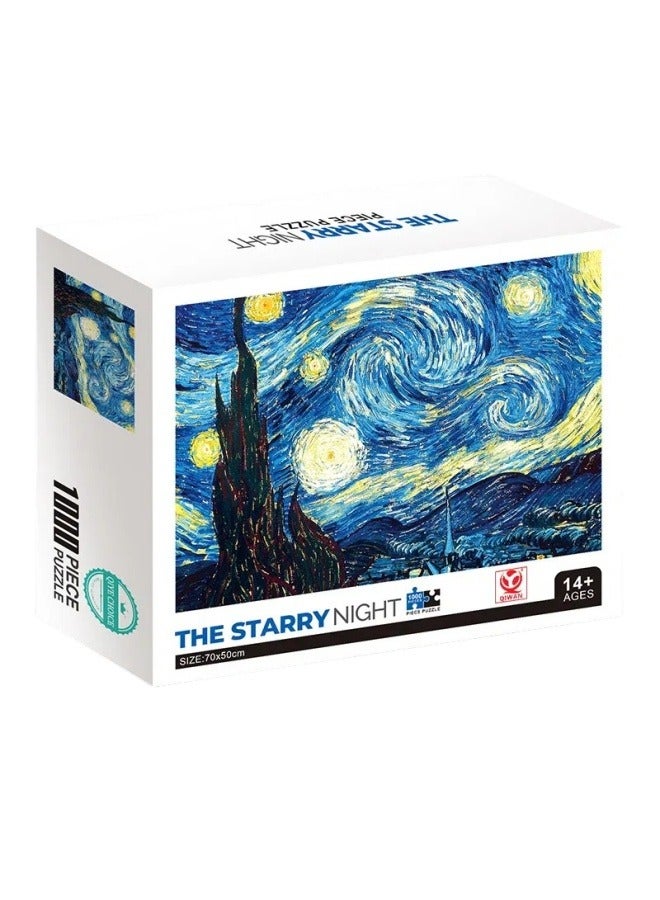 Jigsaw puzzle 1000 pieces of difficult oil painting Van Gogh starry sky landscape adult puzzle paper puzzle toy - Image 1