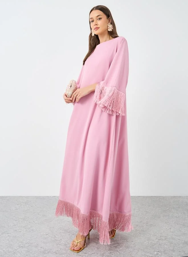 أميرة Amirah Pink Tassel Trim Jalaiya