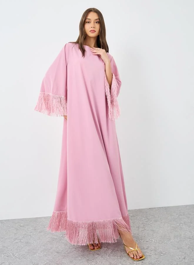أميرة Amirah Pink Tassel Trim Jalaiya
