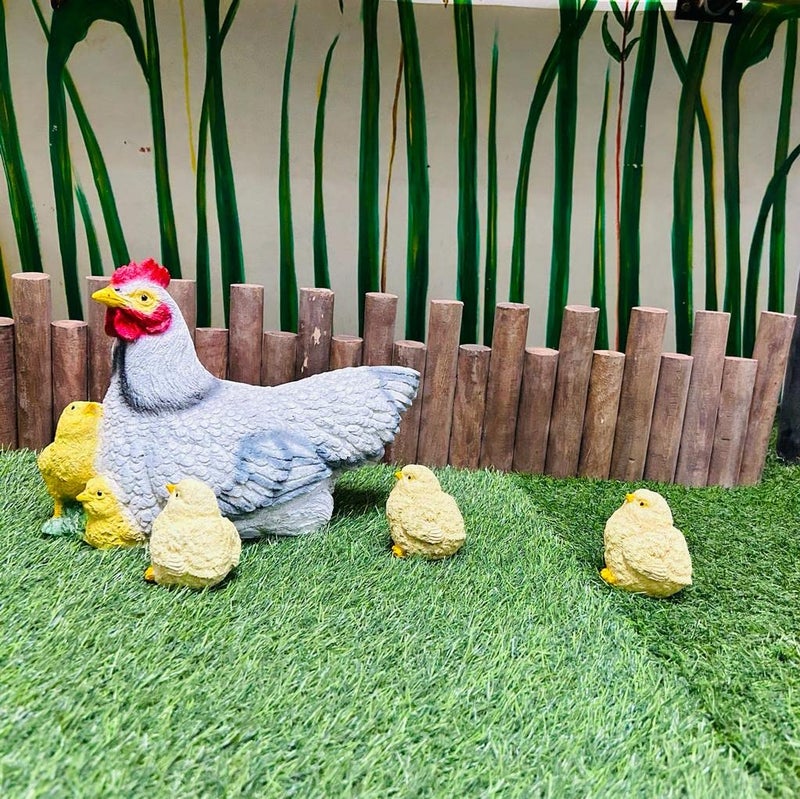 The Decorshed polyresin Hen flamily with Chicks for Home Decor, Garden Decor, Room Decor - Image 4