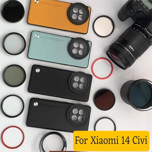 GetZget® Phone Case Compatible with Xiaomi 14 CIVI for 58mm Lens ND Filter Attachable Metal Slot Mobile Cover Accessories Including Lens Protective Cap(Lens Filter Not Included) (Black) - Image 2