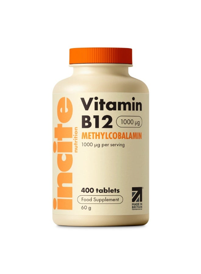 INCITE Vitamin B12 (1000mcg) reduces fatigue, boosts energy metabolism, and supports vitality. for a 12+ month supply. Made in the UK with high-quality ingredients ,400 tablets - Image 1