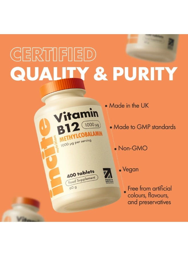INCITE Vitamin B12 (1000mcg) reduces fatigue, boosts energy metabolism, and supports vitality. for a 12+ month supply. Made in the UK with high-quality ingredients ,400 tablets - Image 5