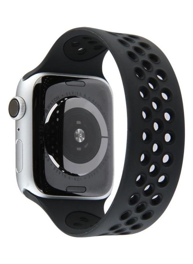 NIBEMINENT Elastic Silicone Watchband For Apple Watch Series 7/6/SE/5/4/3/2/1 41/40/38mm, Length: 160mm Black - Image 1