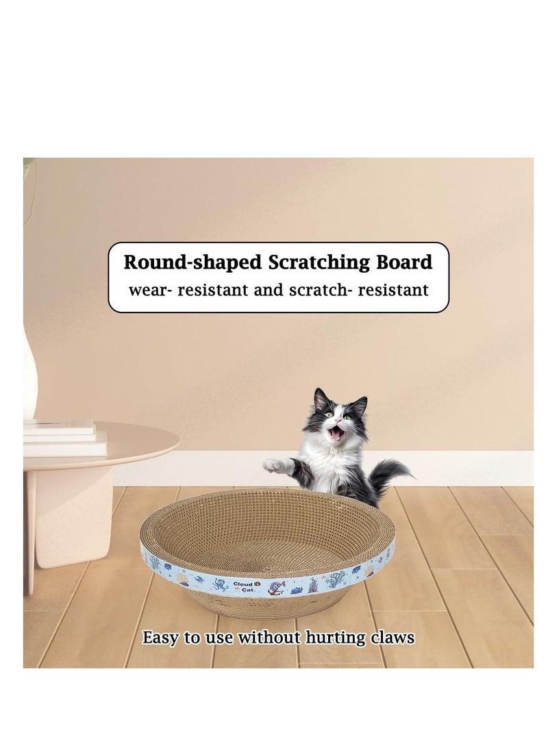 NNC PETS - Cat scratch board with round shape, Durable, Recyclable, and Reversible, Cardboard with Catnip, Suitable for small cats, Cat beds for indoor, Grind Claws and Play, Furniture Protection 40cm (Blue) - Image 1