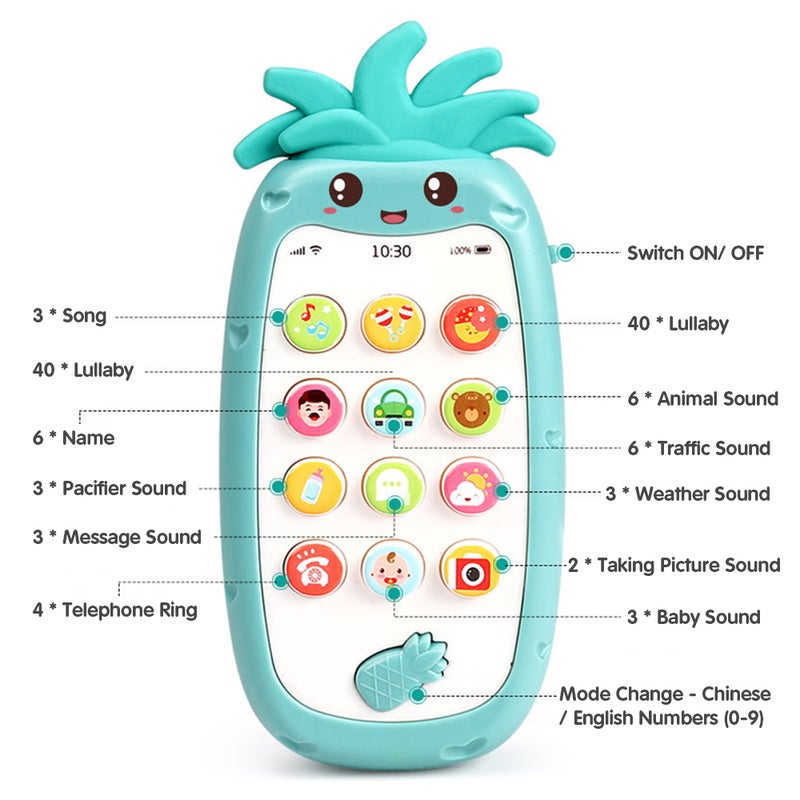 Mobile Phone Toy with Light Music & Sounds Silicone Teether Baby Multifunctional Smartphone Toy for Babies  Infants Toddlers 6 Months + - Image 4