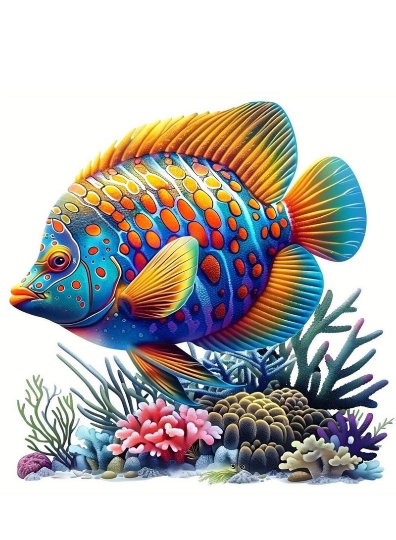 Diamond Painting Kit 5D Diamond Art Set for Kids & Adults DIY Wall Decor Craft,  Colorful Fish Design, Acrylic Diamonds, Adhesive Canvas with Wooden Frame, Relaxing Hobby Art Kit, 20x20 cm - Image 2