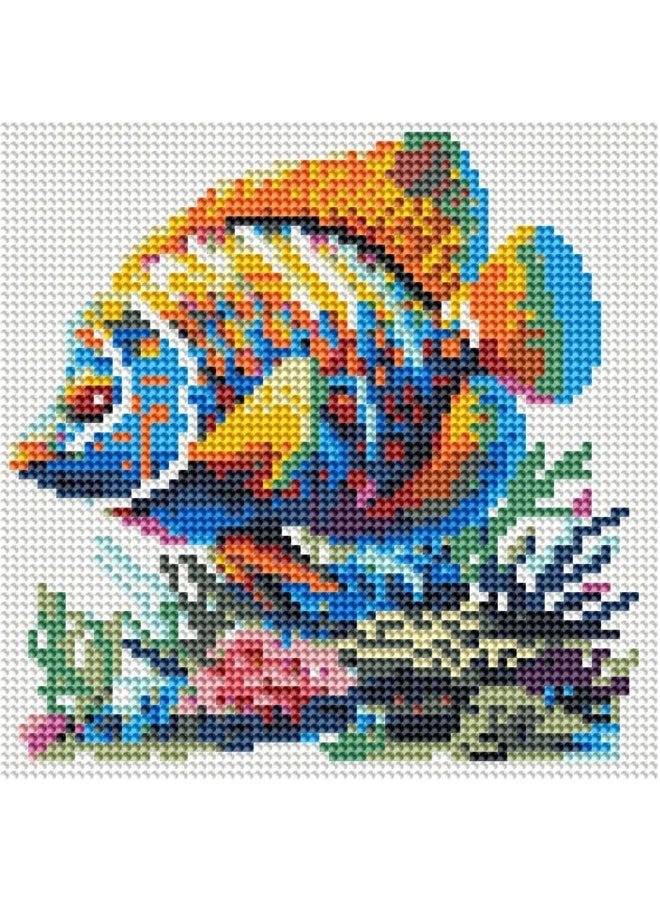 Diamond Painting Kit 5D Diamond Art Set for Kids & Adults DIY Wall Decor Craft,  Colorful Fish Design, Acrylic Diamonds, Adhesive Canvas with Wooden Frame, Relaxing Hobby Art Kit, 20x20 cm - Image 3