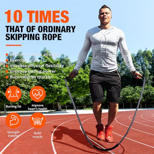 HOXWC Jump Rope, Weighted Jump Rope for Fitness, Heavy Skipping Ropes for Men Women Kids, Home Gym Workout Equipment Set, Suitable for Boxing, Cardio, Training Muscles, Full Body Exercise Weight Loss at Home - Image 2
