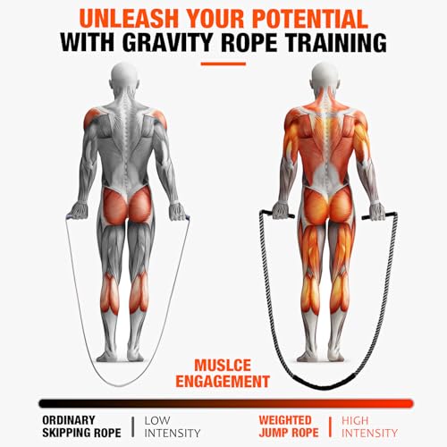 HOXWC Jump Rope, Weighted Jump Rope for Fitness, Heavy Skipping Ropes for Men Women Kids, Home Gym Workout Equipment Set, Suitable for Boxing, Cardio, Training Muscles, Full Body Exercise Weight Loss at Home - Image 3