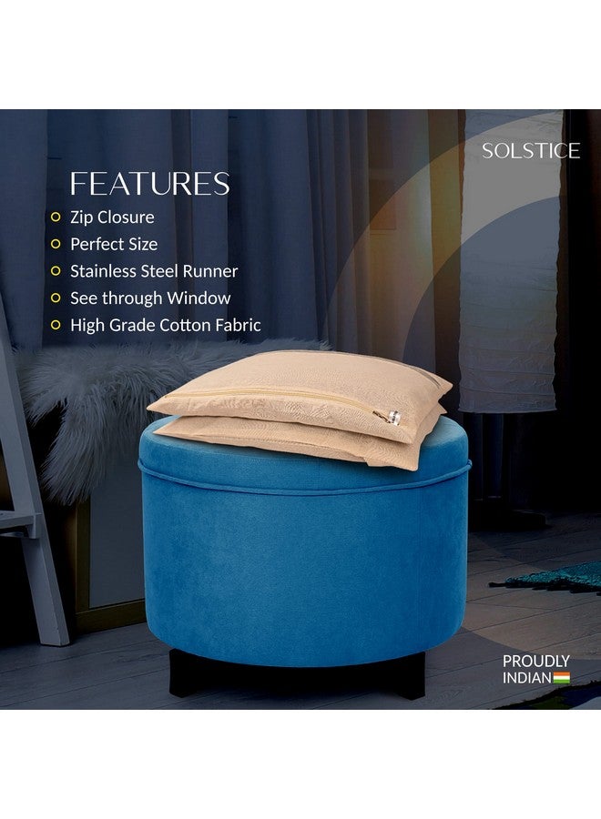 سولستيس أغطية/أكياس الساري القطنية الكبيرة من SOLSTICE للتخزين الفردي (18 × 15 بوصة) للساري الحريري الكبير، واللينجها، والملابس ذات الإغلاق بسحاب (مع نافذة - عبوة من 5 قطع)، كريمي - Image 5