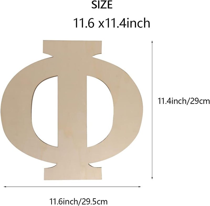 Focal20 Wooden Greek Letters, Unfinished 11 Inch Alphabet for DIY Crafts, Wood Letters Wooden Alphabets Letter Craft Pieces for DIY Display Decor (Φ) 12 Inch - Image 2
