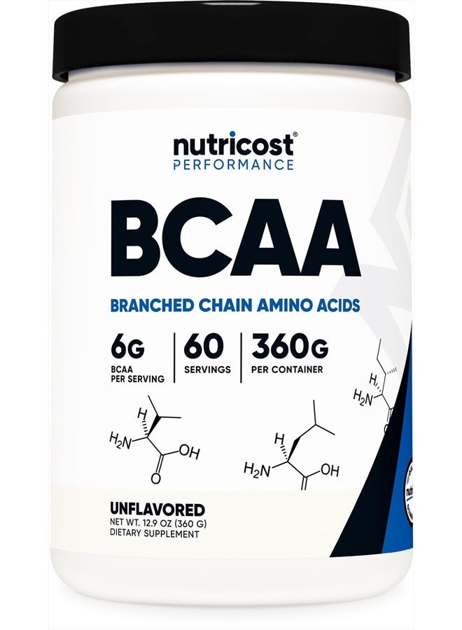 Nutricost نوتريكوست بي سي إيه إيه غير المنكهة، 12.9 أونصة - Image 1