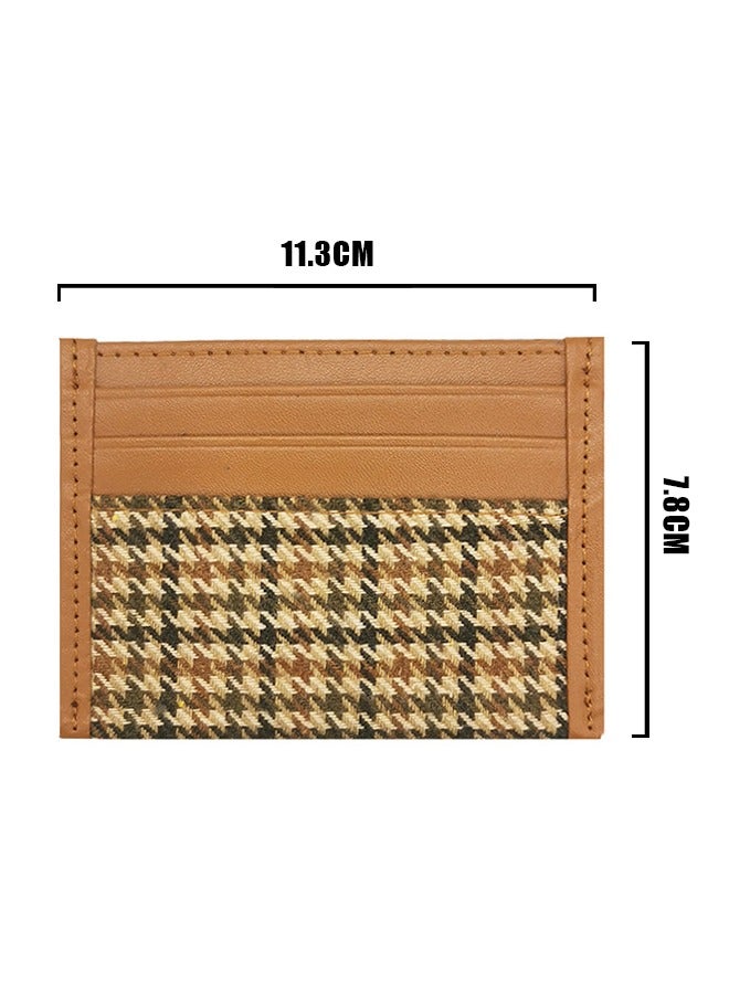 Tartan Pu Leather Passport Clip Pocket Wallet, Multi Functional Travel Thickened Credit Card Holder Wallet, Travel Wallet for Men Women (Brown) - Image 2