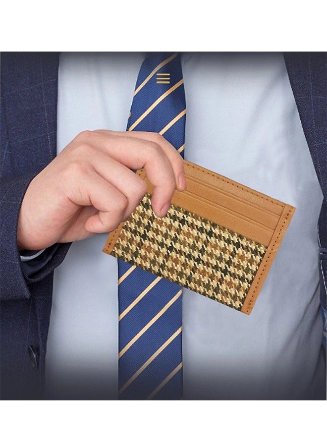 Tartan Pu Leather Passport Clip Pocket Wallet, Multi Functional Travel Thickened Credit Card Holder Wallet, Travel Wallet for Men Women (Brown) - Image 5