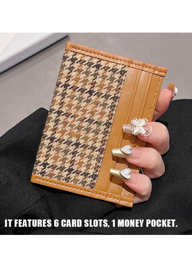 Tartan Pu Leather Passport Clip Pocket Wallet, Multi Functional Travel Thickened Credit Card Holder Wallet, Travel Wallet for Men Women (Brown) - Image 4