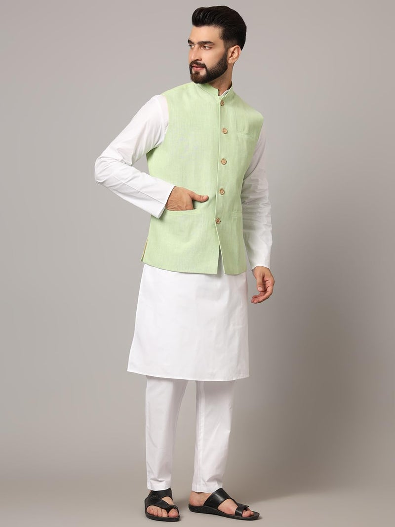 LATEST CHIKAN Men's Nehru Jacket/Waistcoat Sophisticated Ethnic Wear - SARRI-LJ-GR-40 - Image 3