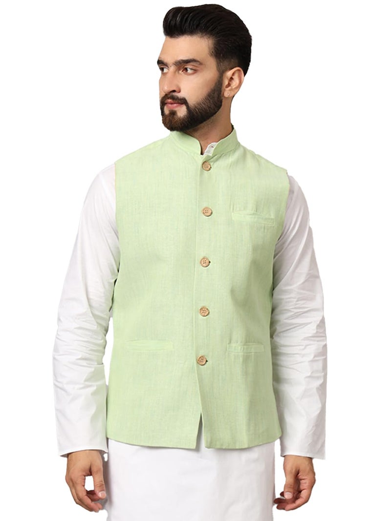 LATEST CHIKAN Men's Nehru Jacket/Waistcoat Sophisticated Ethnic Wear - SARRI-LJ-GR-40 - Image 1