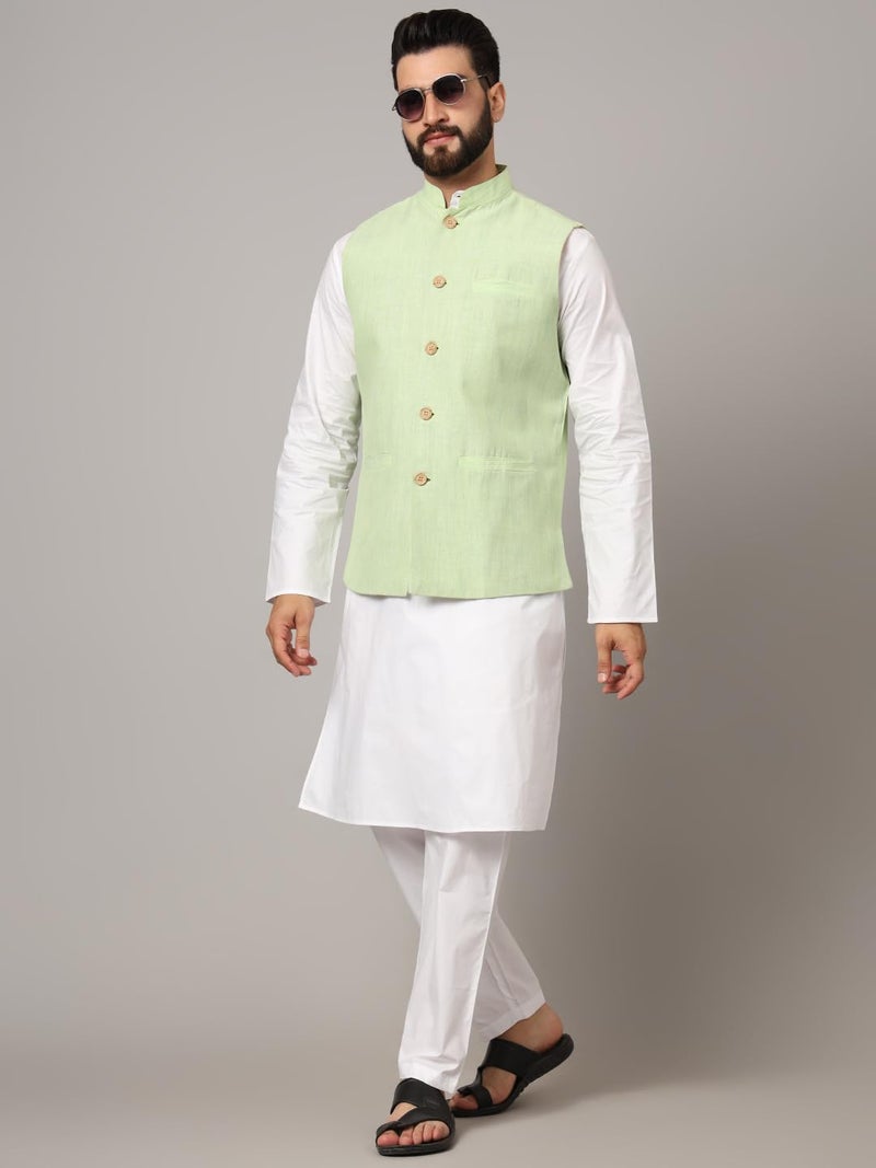 LATEST CHIKAN Men's Nehru Jacket/Waistcoat Sophisticated Ethnic Wear - SARRI-LJ-GR-40 - Image 2