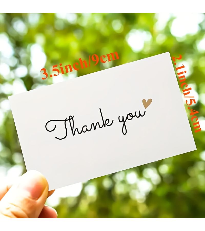 Thank You Cards 100pcs Glossy 3.5x2.1 Inches for Wedding Birthday Business Packaging - Image 1