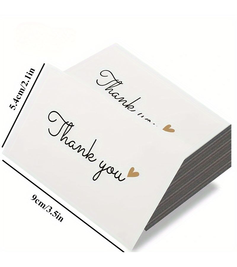Thank You Cards 100pcs Glossy 3.5x2.1 Inches for Wedding Birthday Business Packaging - Image 2