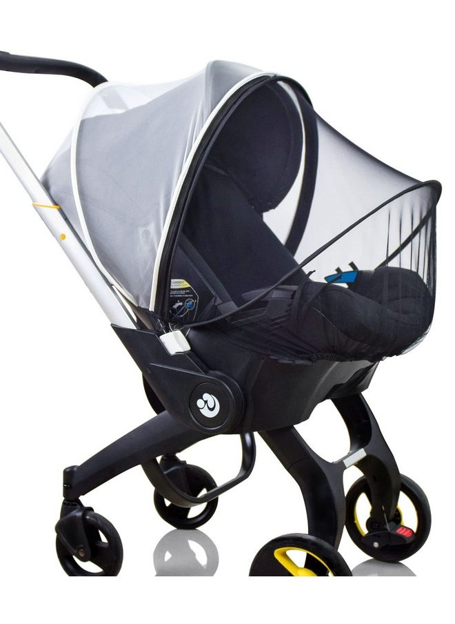 Sysmie Car Seat Mosquito Net Cover, Mosquito Net For Stroller, Sun Shade For Strollers Easy To Open And Closdouble Zipper Design, Easy Use For Strollers, Car Seat,Bassinet,Cradle (Black/White)  - Image 1