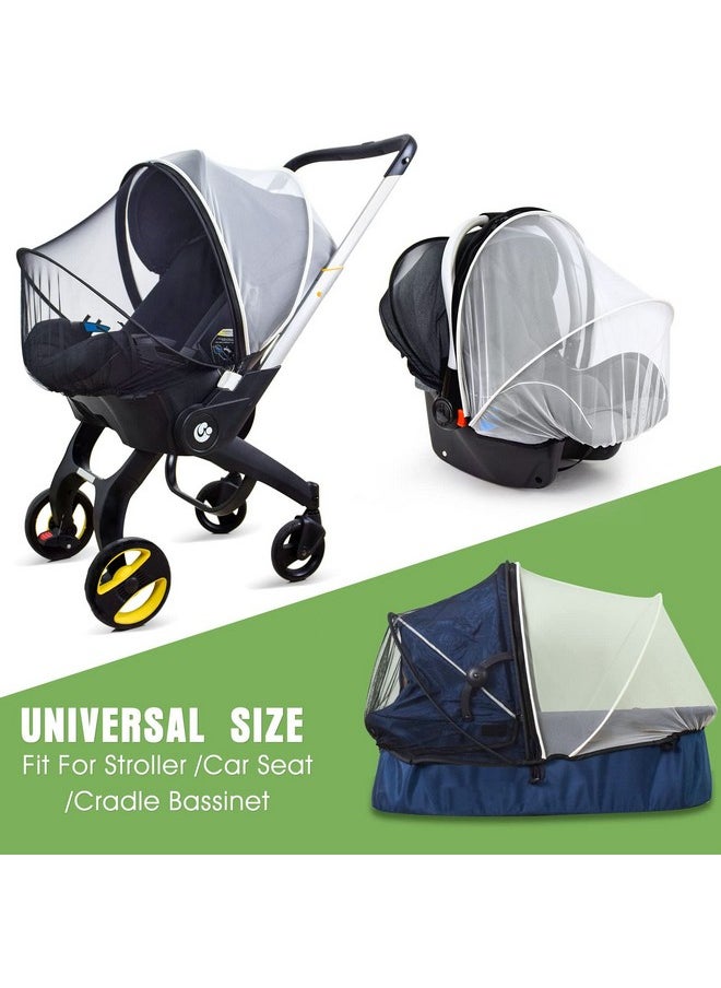 Sysmie Car Seat Mosquito Net Cover, Mosquito Net For Stroller, Sun Shade For Strollers Easy To Open And Closdouble Zipper Design, Easy Use For Strollers, Car Seat,Bassinet,Cradle (Black/White)  - Image 3