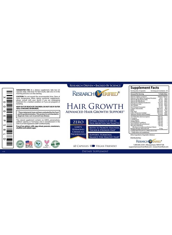 research verified Hair Growth Support - with Biotin, DHT Blockers & Vitamins - Hair Growth and Hair Loss Prevention, 1 Bottle (1 Month Supply) - Image 2