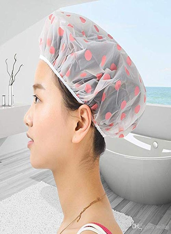 Ghelonadi Women Plastic Hats Reusable Bath Shower Caps Hair Double Waterproof Bathing Cap Multicolor (Free_Size) (Pack of 1) - Image 3