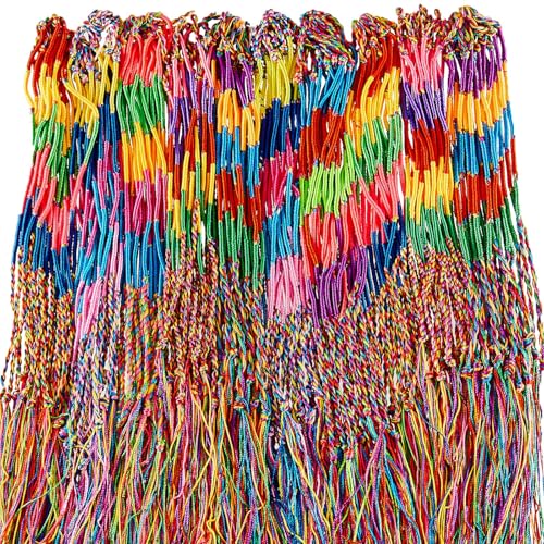Henoyso 200 Pieces Friendship Bracelets Bulk Handmade Braided String Colorful Braid Friendship Cords Strand Bracelet Party Supply Favors for Birthday GiftsClassic Style - Image 1