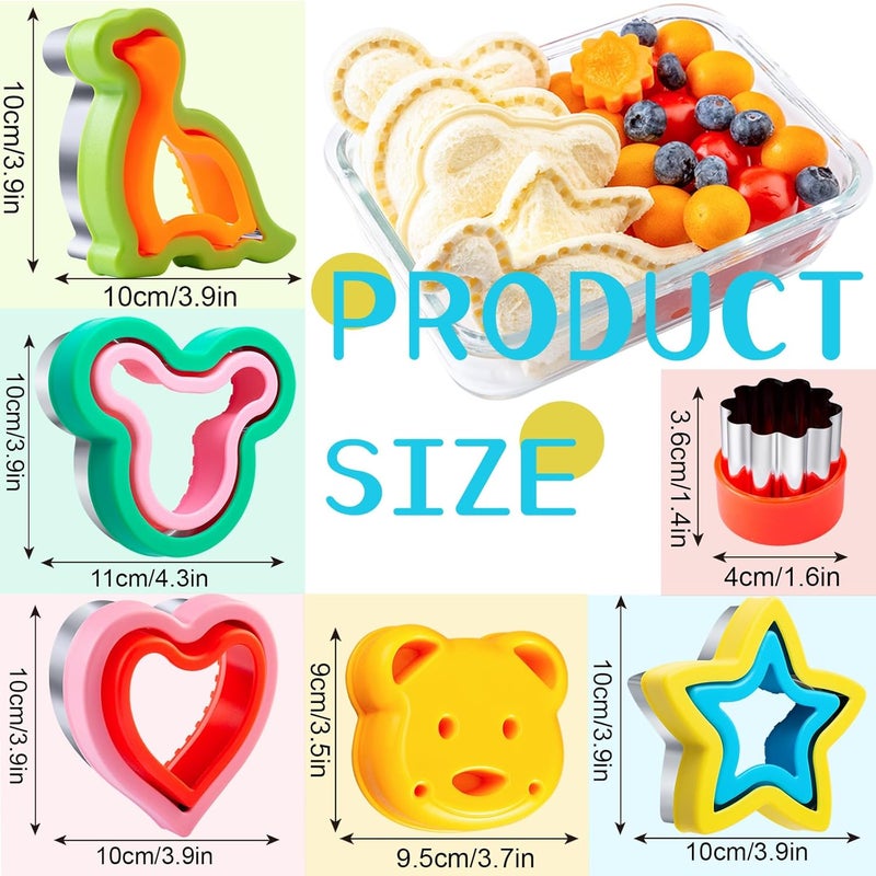 Kimfead Sandwich Cutters for Kids Lunch LARGE 6 Pcs, Sandwich Maker, Cookie Cutters Set, Dinosaur Mouse Heart Star Bear - Image 5