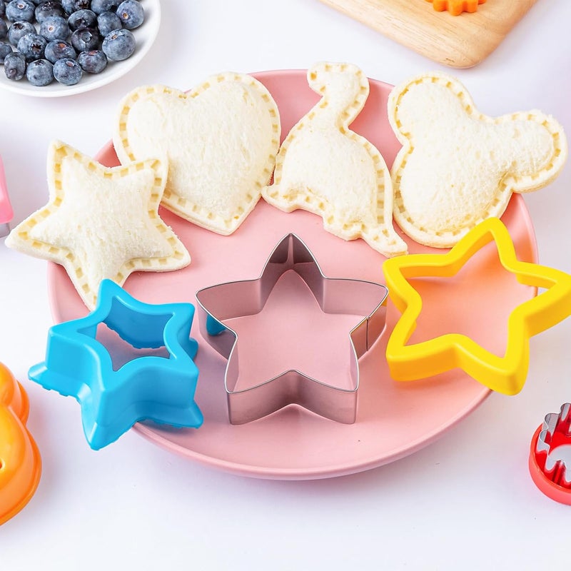 Kimfead Sandwich Cutters for Kids Lunch LARGE 6 Pcs, Sandwich Maker, Cookie Cutters Set, Dinosaur Mouse Heart Star Bear - Image 4