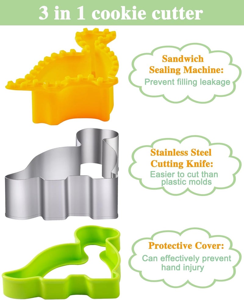 Kimfead Sandwich Cutters for Kids Lunch LARGE 6 Pcs, Sandwich Maker, Cookie Cutters Set, Dinosaur Mouse Heart Star Bear - Image 3