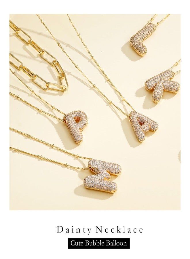 Ascona Bubble Gold Letter NeAcklace, Balloon Initial A Layering Layered Necklaces Rhinestone Letter Pendant Chain Stacked Necklaces for Women Jewelry Gift - Image 4