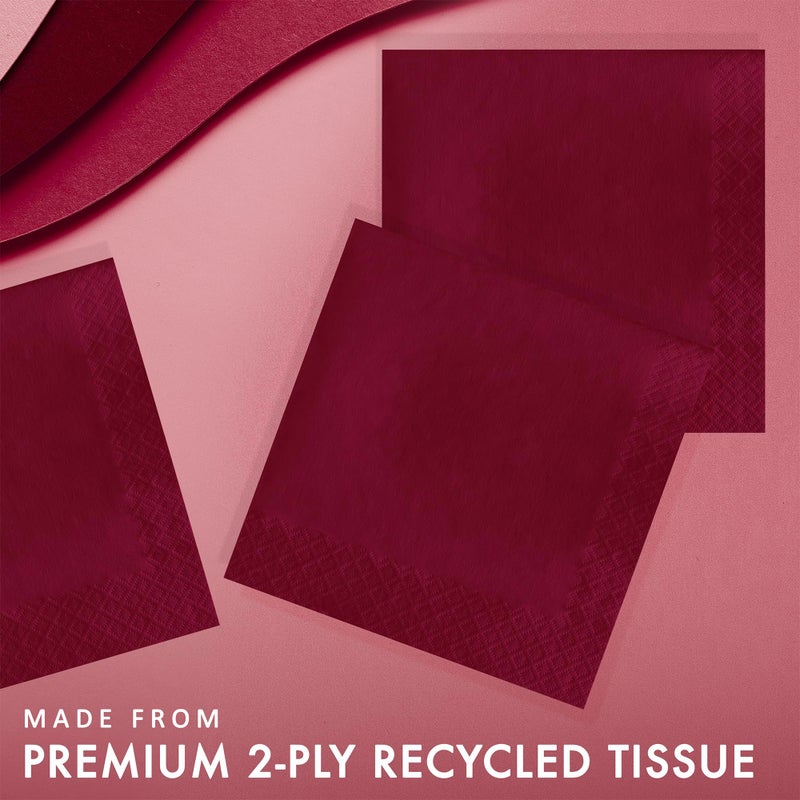 Creative Converting Touch of Color 2-Ply 50 Count Paper Lunch Napkins, Burgundy, 6.5 x 6.5-Inch - Image 2