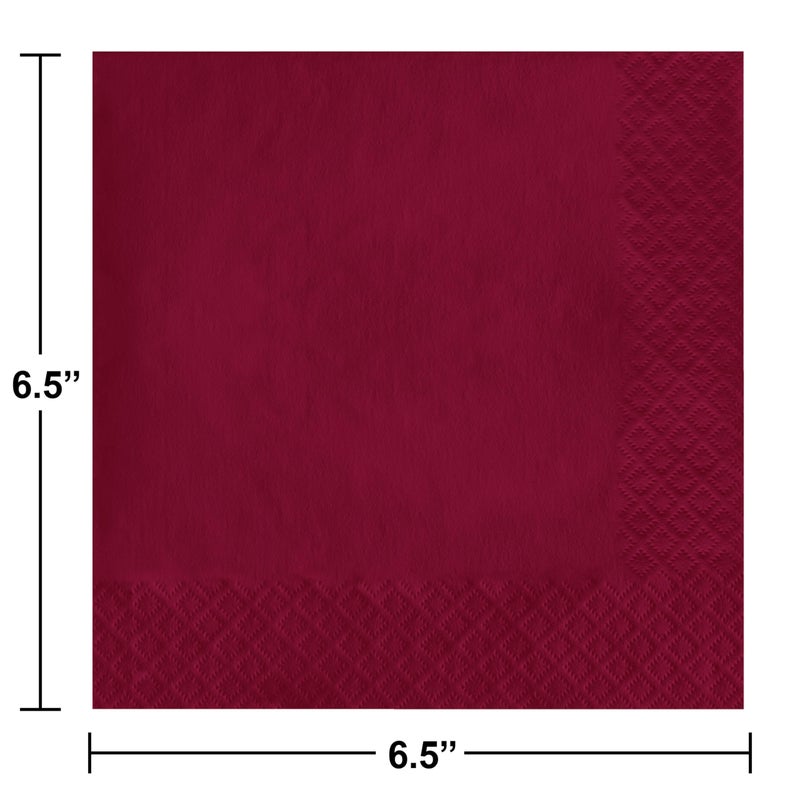 Creative Converting Touch of Color 2-Ply 50 Count Paper Lunch Napkins, Burgundy, 6.5 x 6.5-Inch - Image 3
