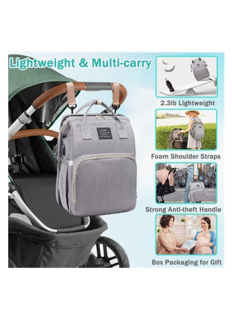 Y&D - Diaper Bag Backpack Baby with Changing Station Toy Bar Girl Boy for Dad Mom Travel Shower Gifts Large Capacity 900d Oxford USB Port 3 Toys Grey - Image 1