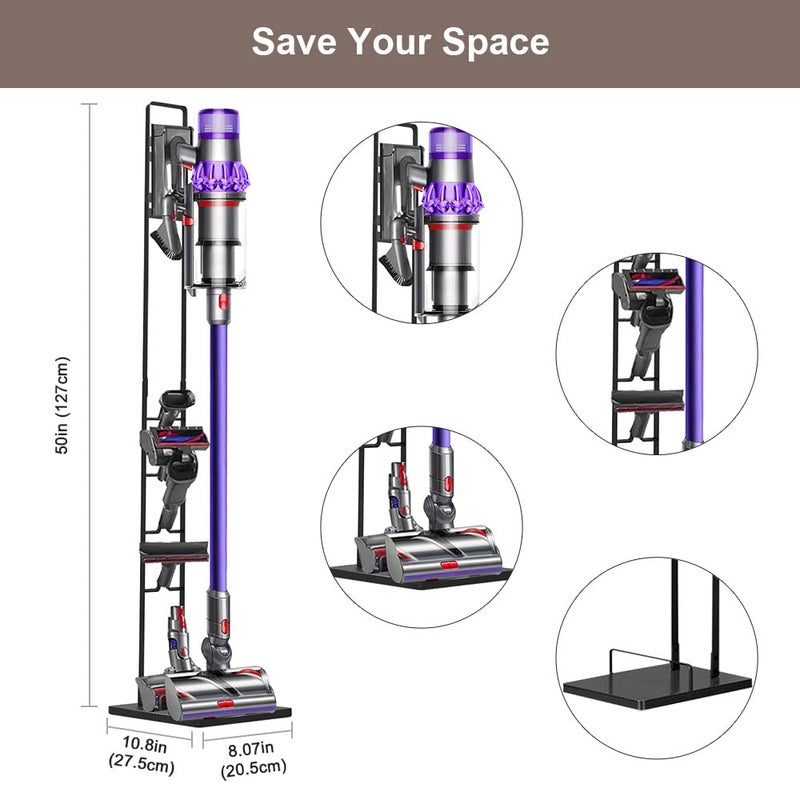 FOHO حامل مكنسة كهربائية Foho لديسون V11 V10 V8 V7 V6، حامل تخزين معدني مستقر لمكانس ديسون اليدوية DC30 DC31 DC34 DC35 DC58 DC59 DC62 اللاسلكية والإكسسوارات والمرفقات - Image 2